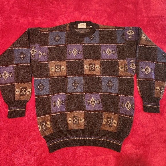 Pronto Uomo Other - Vintage Pronto Uomo Men's CrewNeck Sweater Italian Made Tribal Print Size Medium